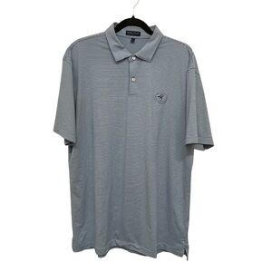 Peter Millar Blue Striped Golf Polo Bird Logo Shirt Men’s Large